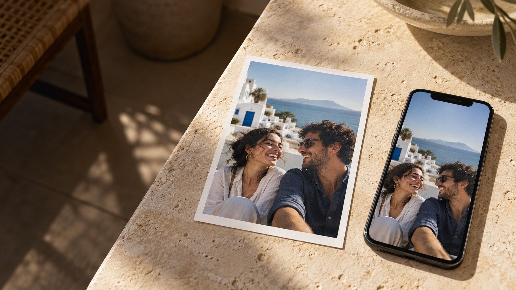 Tirage photo MÉMORA et smartphone